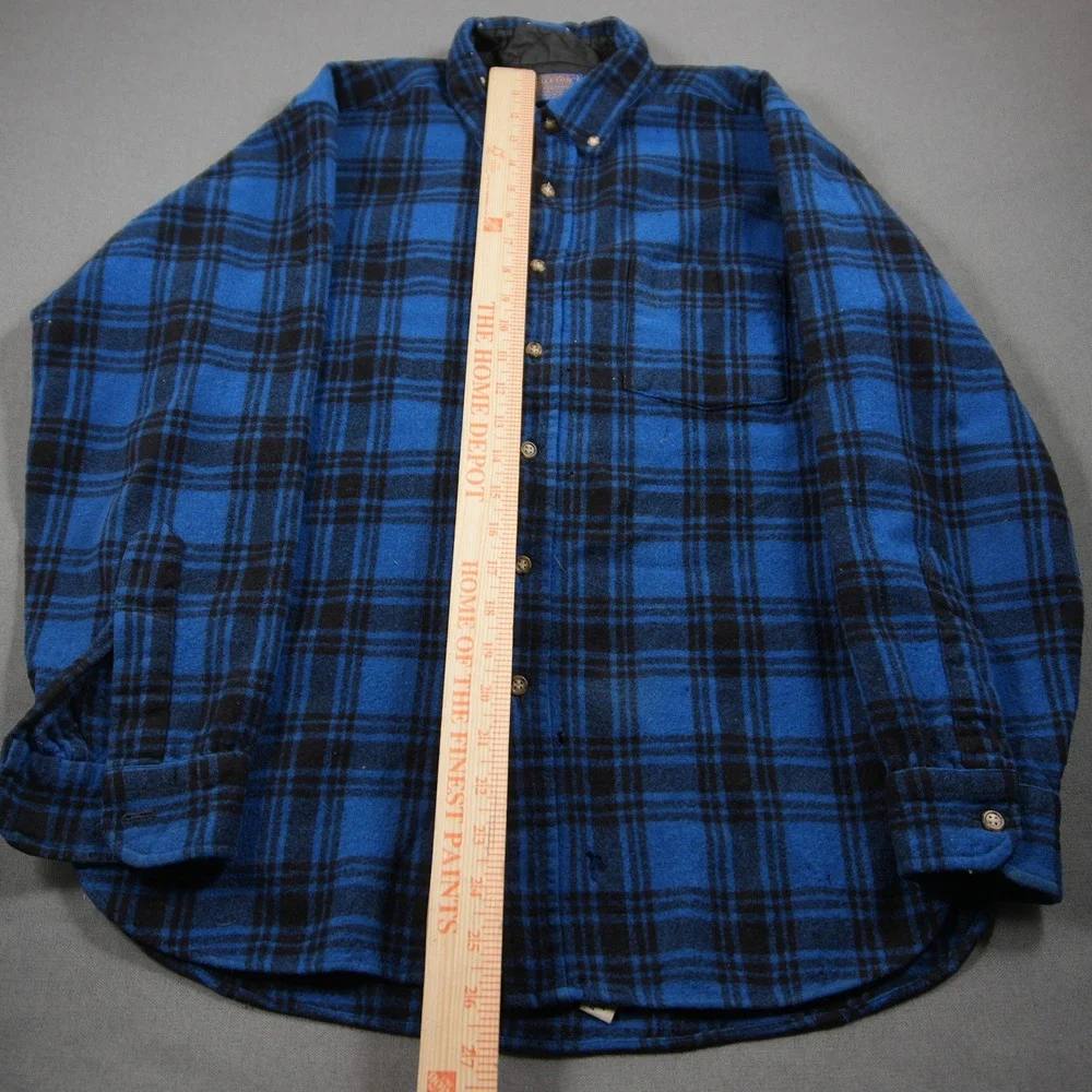 Thrashed Pendleton Vintage Wool Plaid Men Shirt S Blue Distressed Western Skate